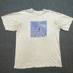 T-America‎ T Shirt XL Mens Gray Vintage 90s Think Ahead Citibank Tech Distressed